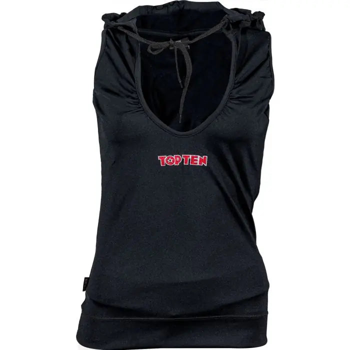 Sleeveless hoodie for women with a low neckline